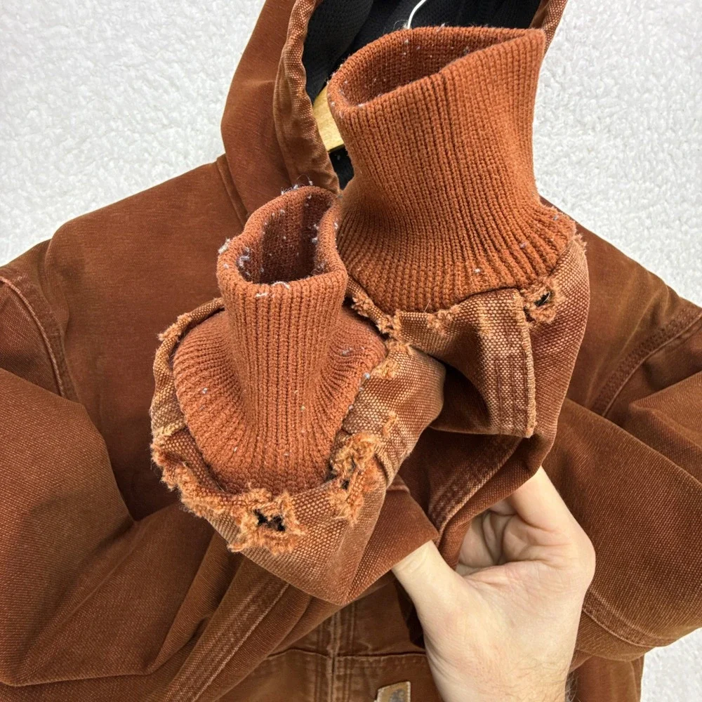 Carhartt Active Jacket Thermal Lined Mens Medium J160 CLY Clay Red Distressed - Picture 9 of 16